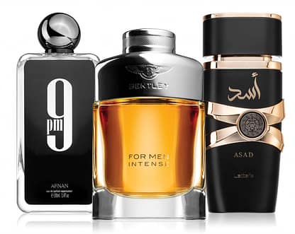 Bentley For Men Intense, Afnan 9 PM, Lattafa Asad